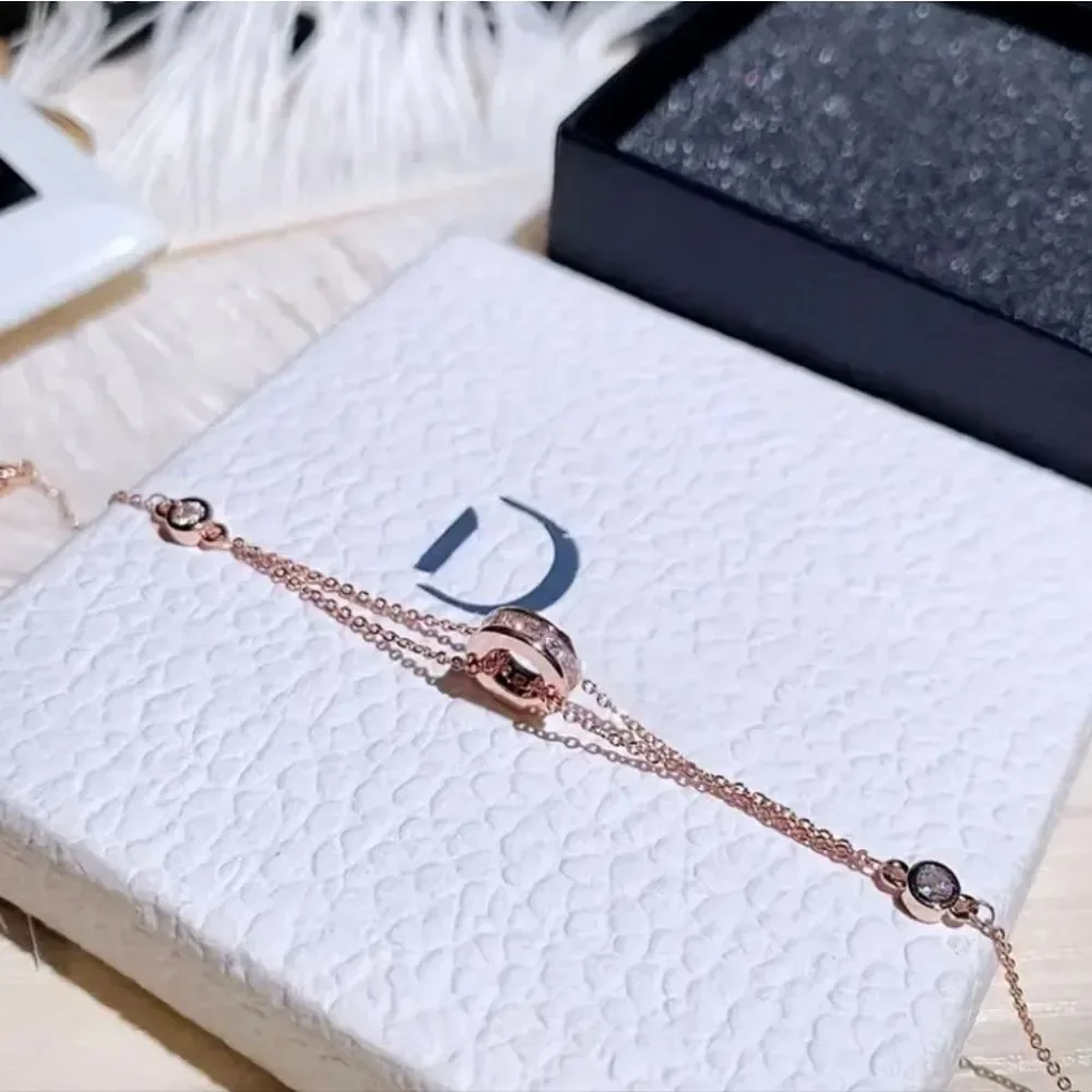 18K Rose Gold Plated Diamond Bracelet